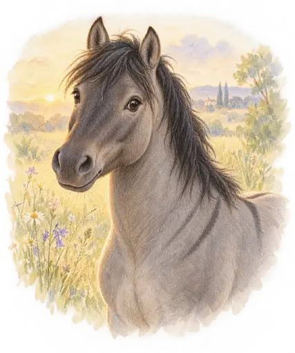 Poney à la robe souris