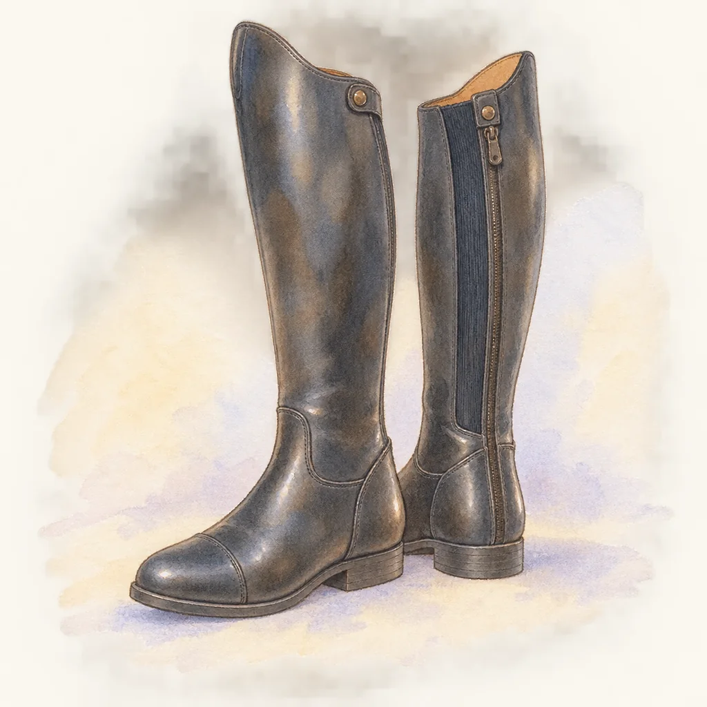 Bottes d’équitation, illustration à l'aquarelle
