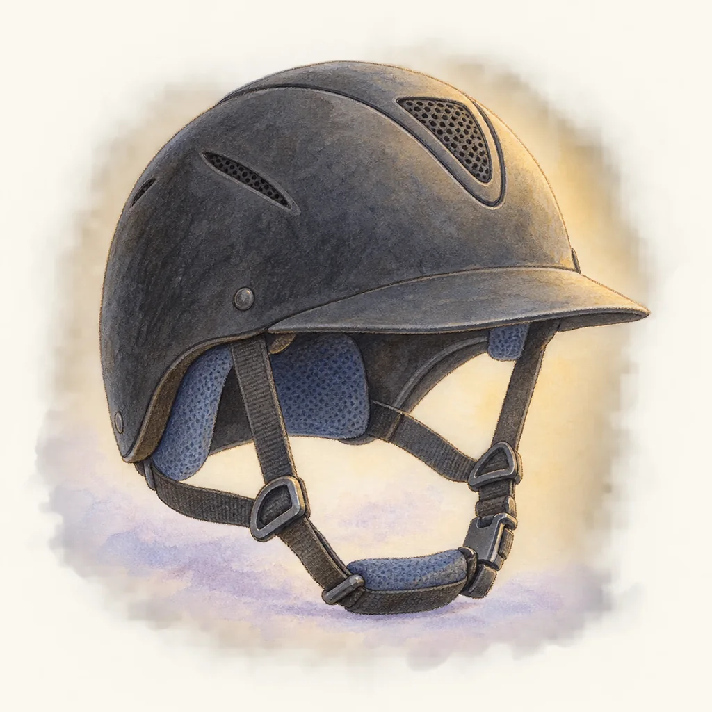 Casque d’équitation, illustration à l'aquarelle