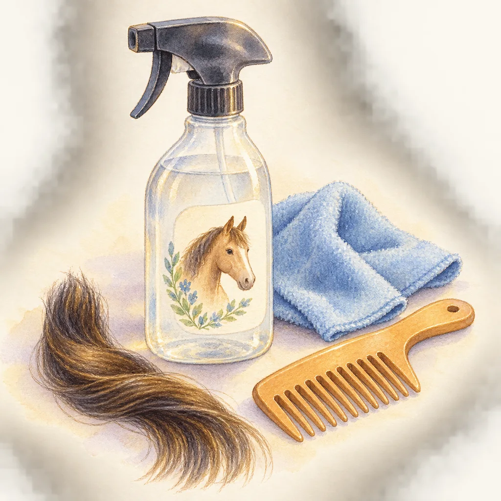 Démêlant et lustrant, illustration à l'aquarelle