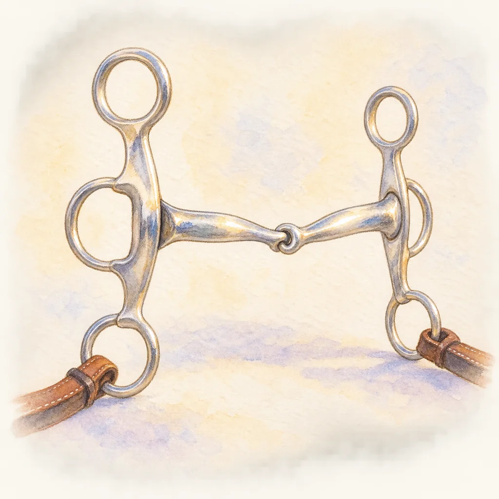 Mors à releveur et mors à pompe, illustration à l'aquarelle