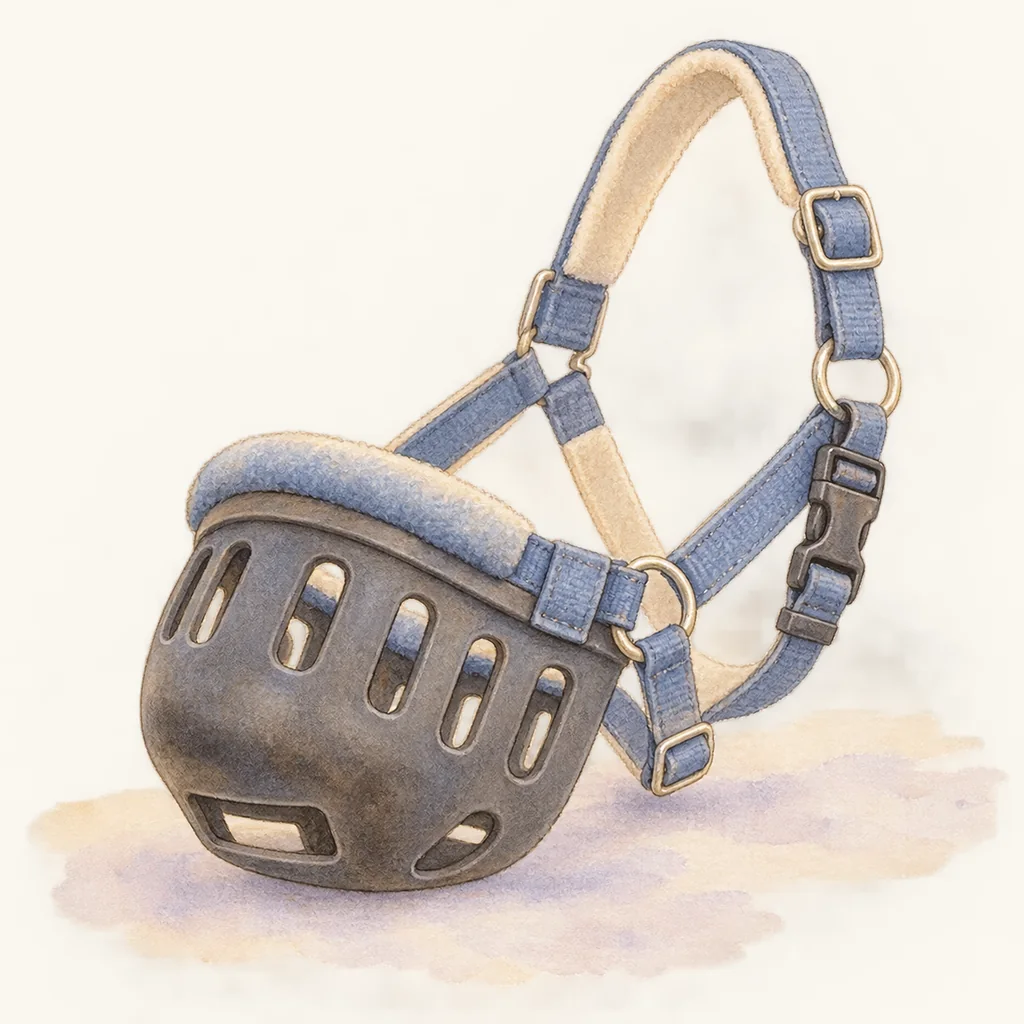Muselière de pâture, illustration à l'aquarelle