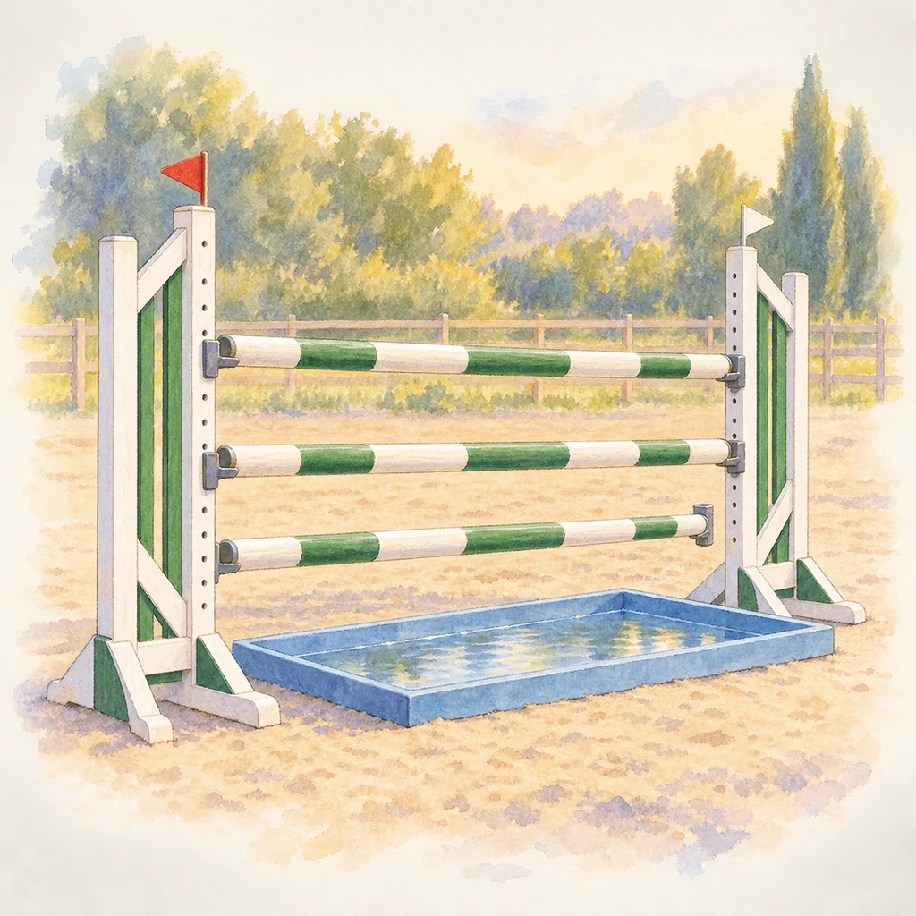 Obstacles de saut, illustration à l'aquarelle