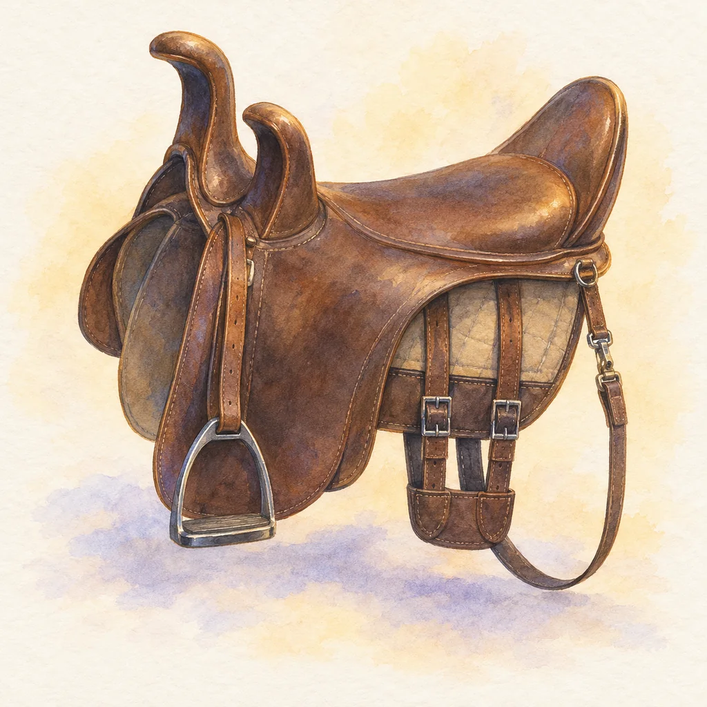 Selle d’amazone, illustration à l'aquarelle