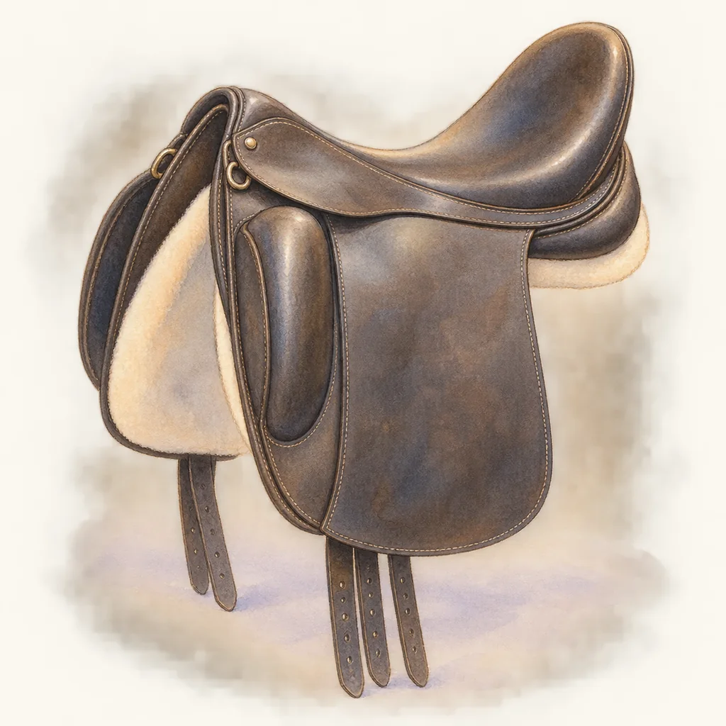 Selle de dressage, illustration à l'aquarelle