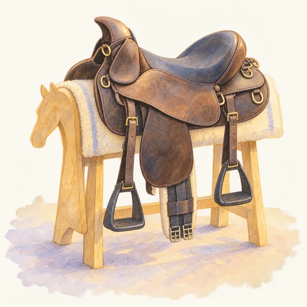 Selle de randonnée, illustration à l'aquarelle