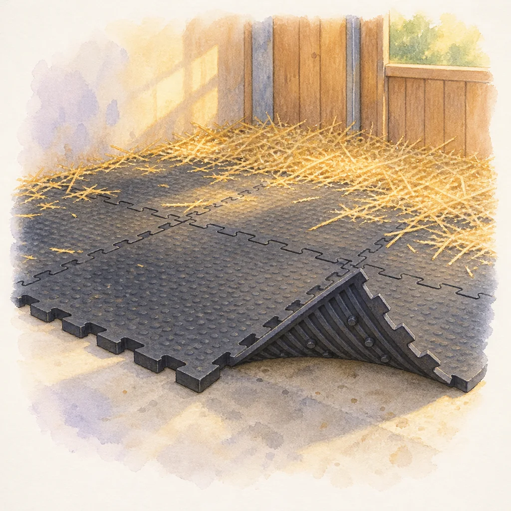 Tapis de box en caoutchouc, illustration à l'aquarelle