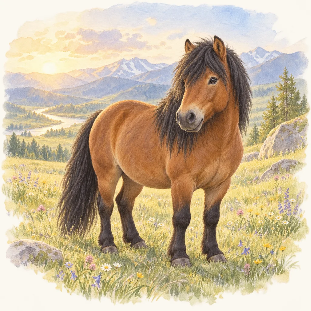Altaï, illustration à l'aquarelle