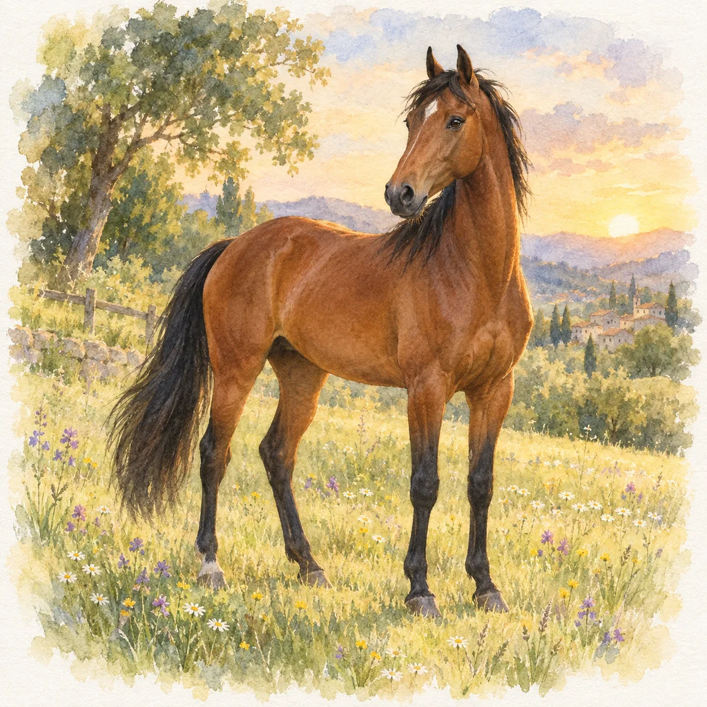 Anglo-arabe français, illustration à l'aquarelle