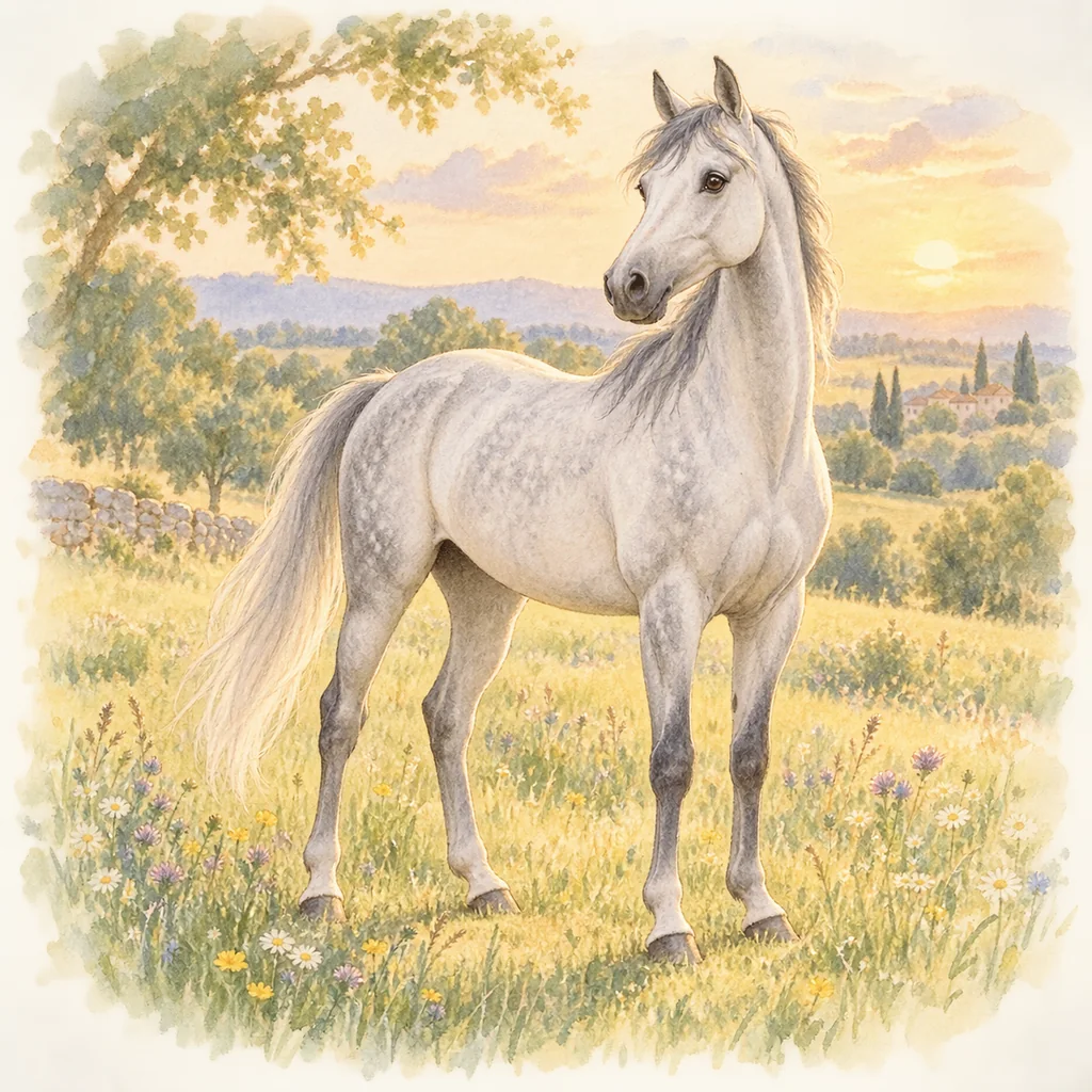 Anglo-arabe, illustration à l'aquarelle