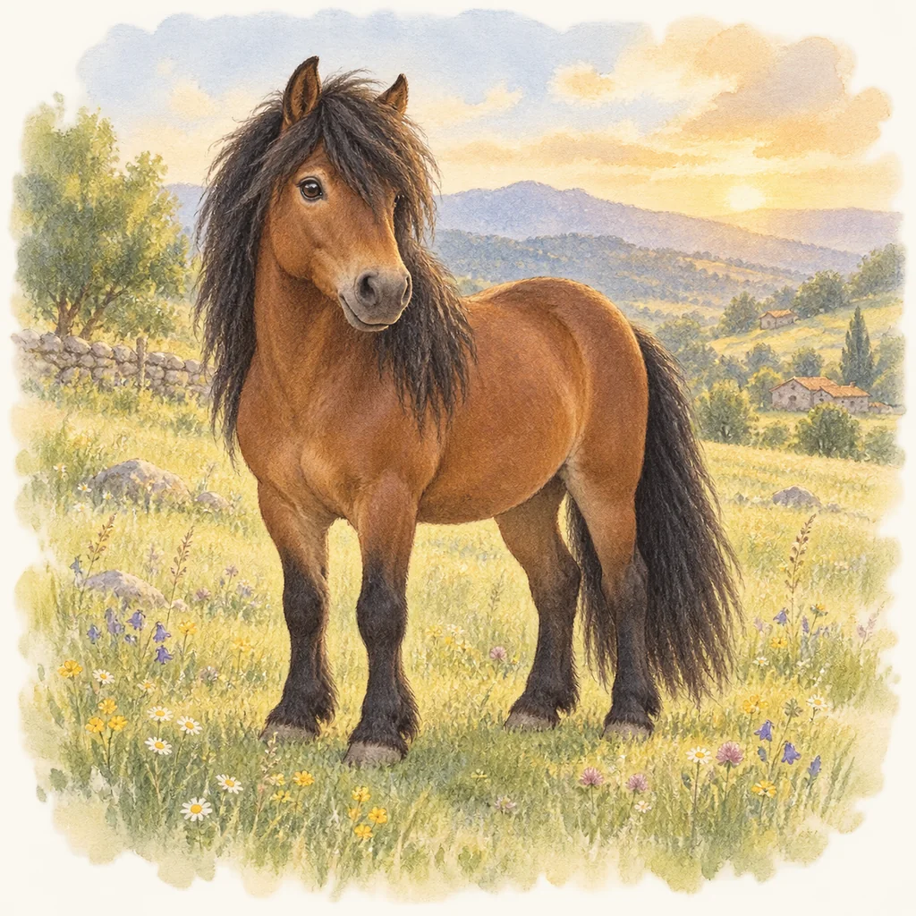 Asturcón, illustration à l'aquarelle