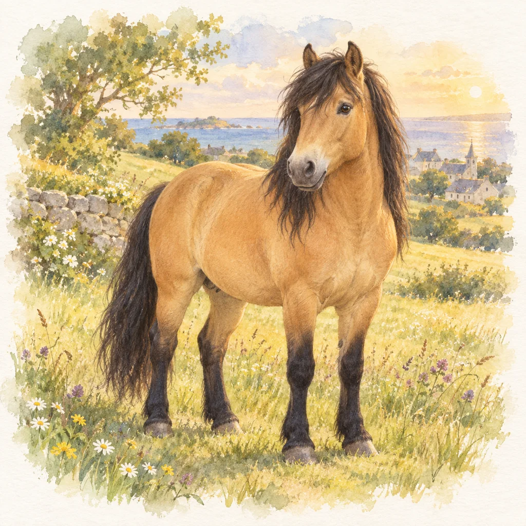 Bidet breton, illustration à l'aquarelle