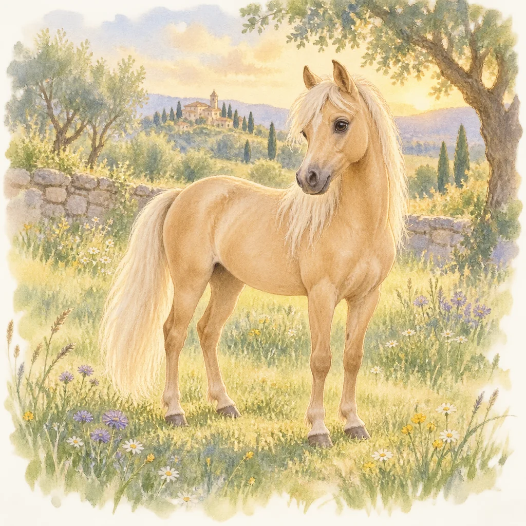 Cheval miniature américain, illustration à l'aquarelle