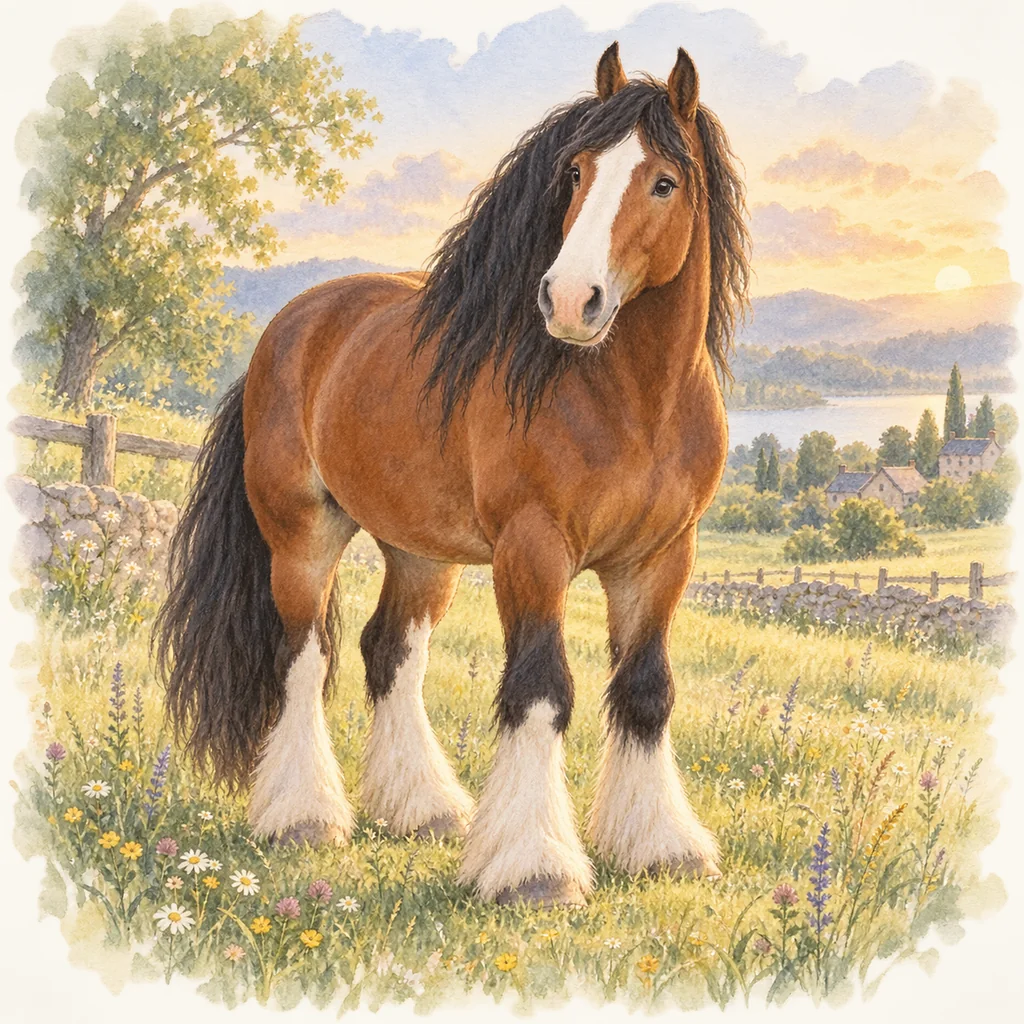 Clydesdale, illustration à l'aquarelle