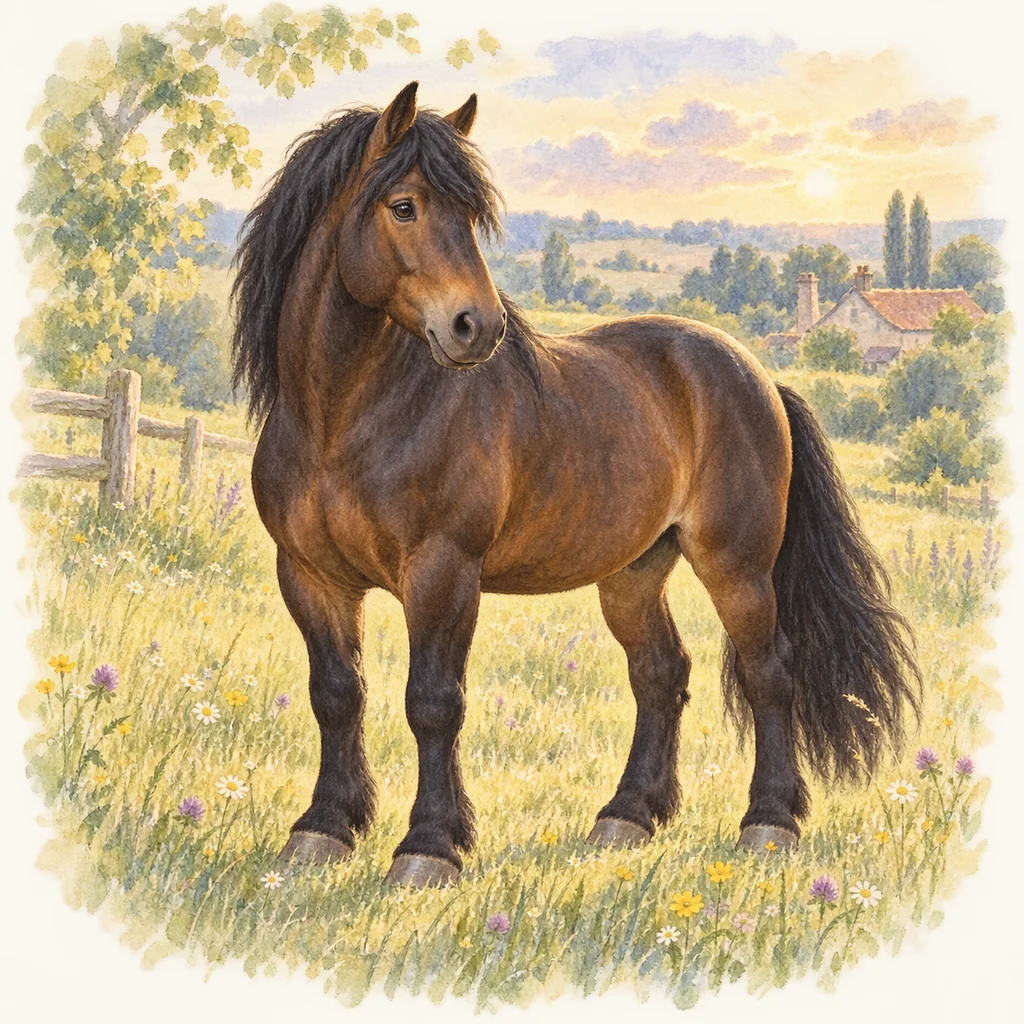 Cob normand, illustration à l'aquarelle