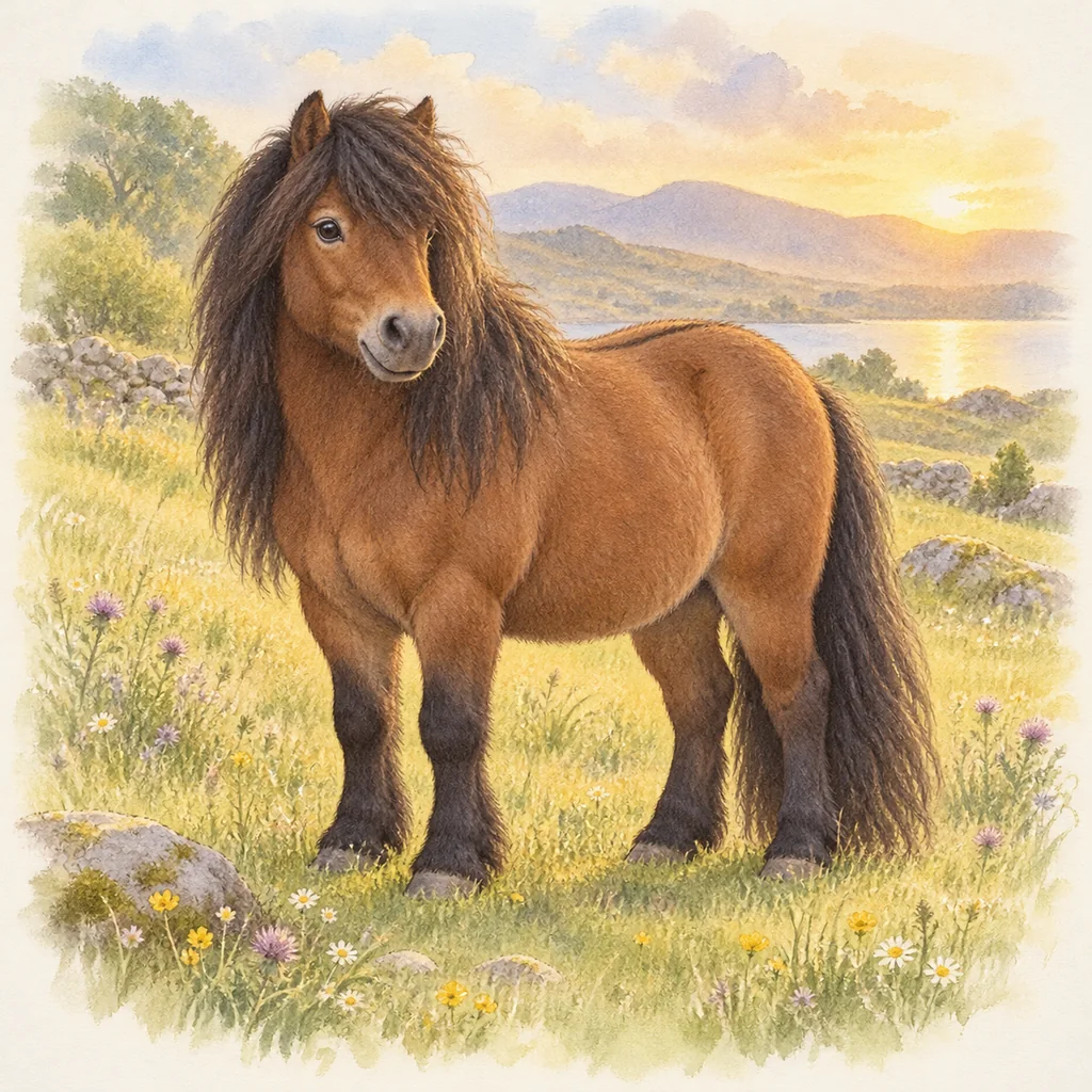 Highland, illustration à l'aquarelle