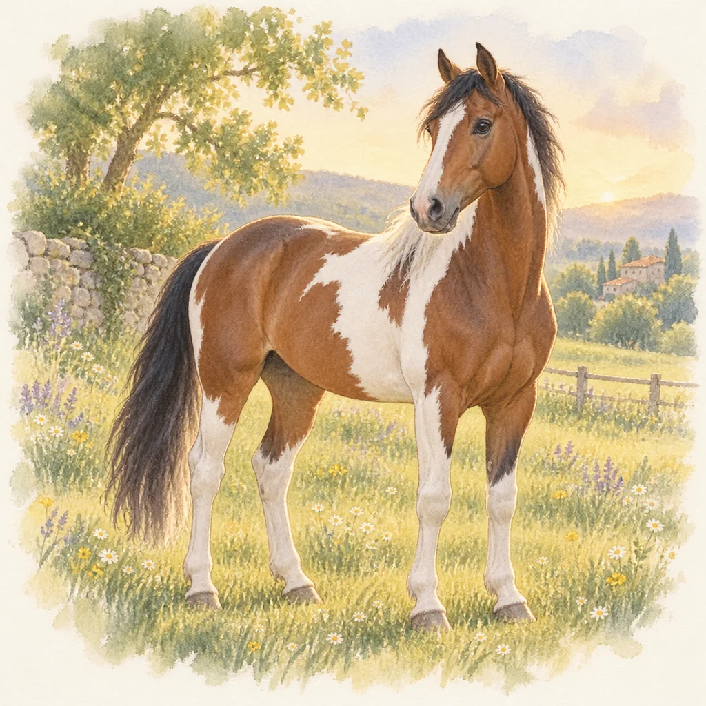 Irish Sport Horse, illustration à l'aquarelle