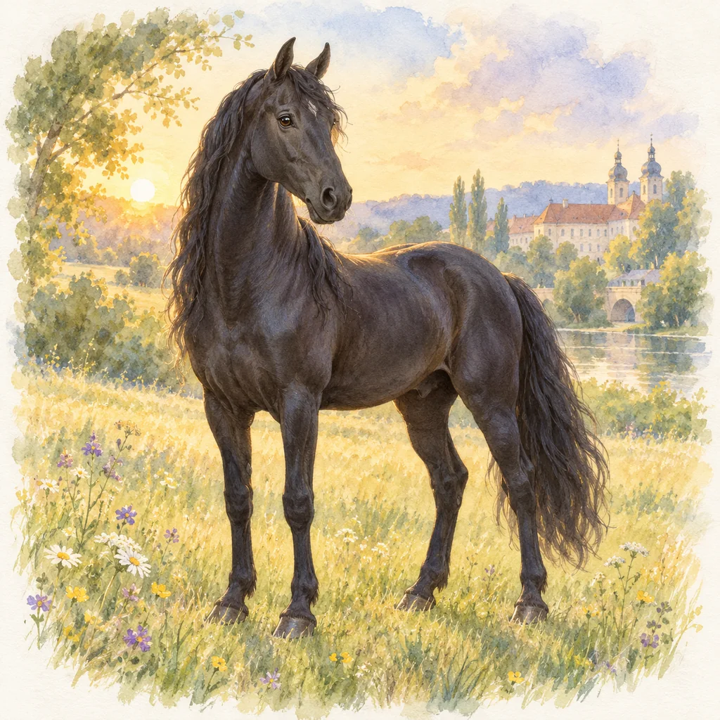 Kladruber, illustration à l'aquarelle