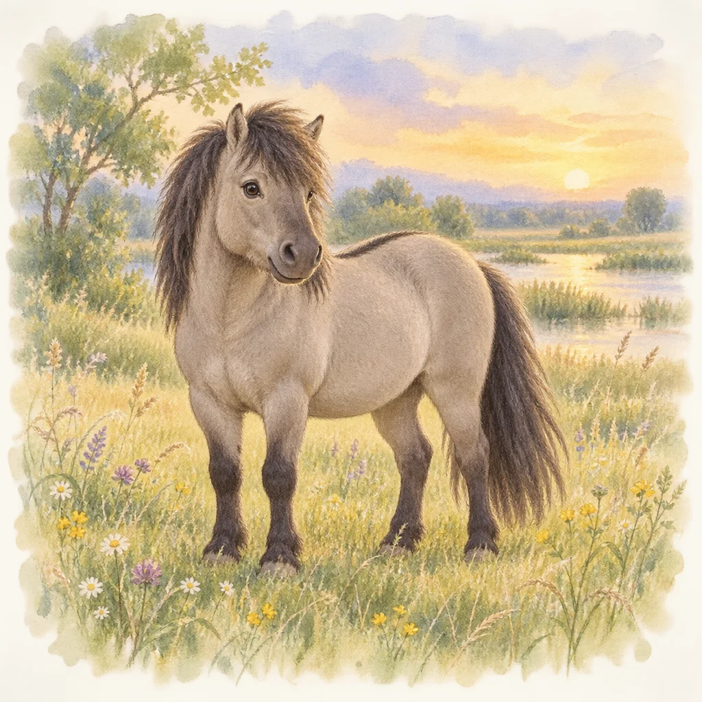 Konik, illustration à l'aquarelle