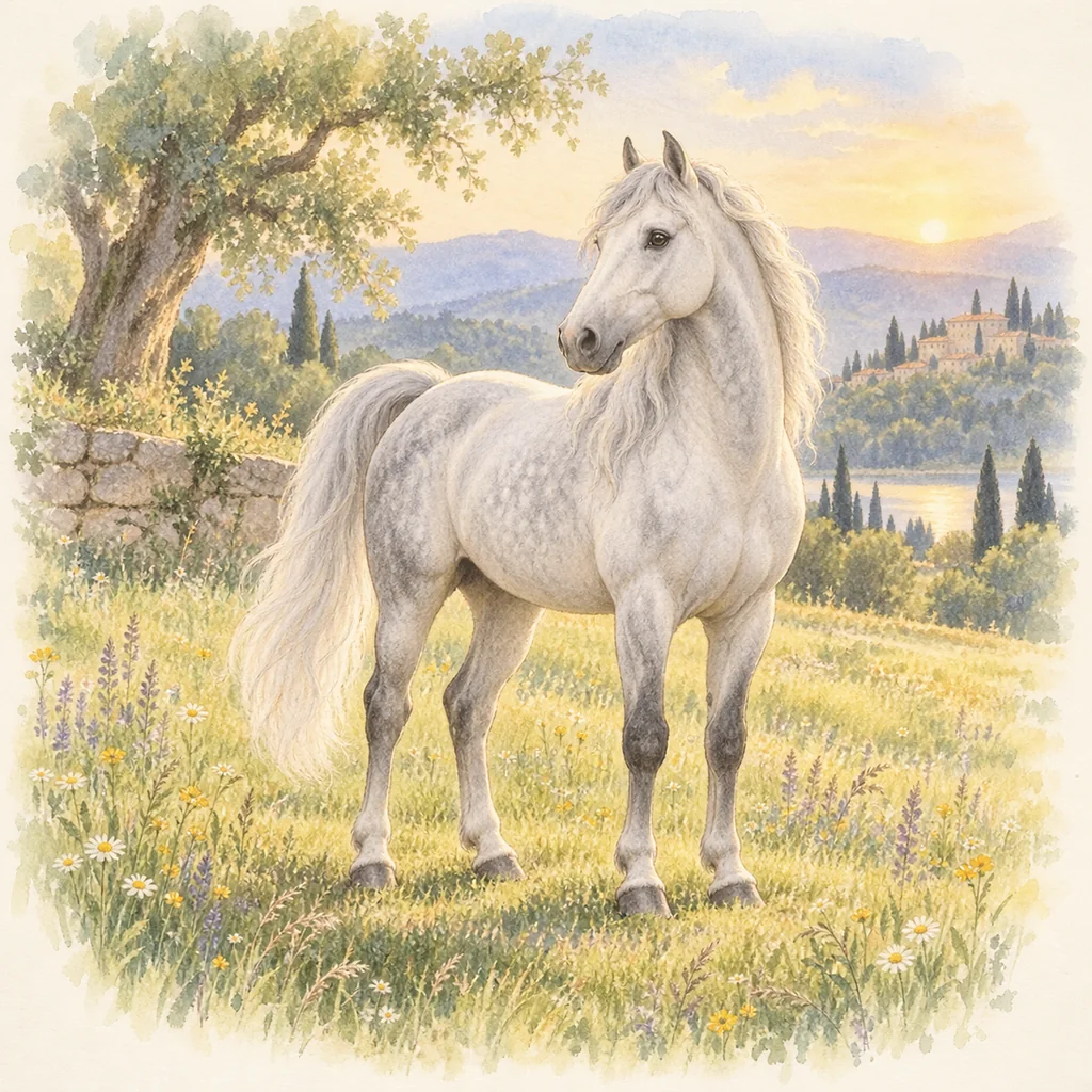 Lipizzan, illustration à l'aquarelle