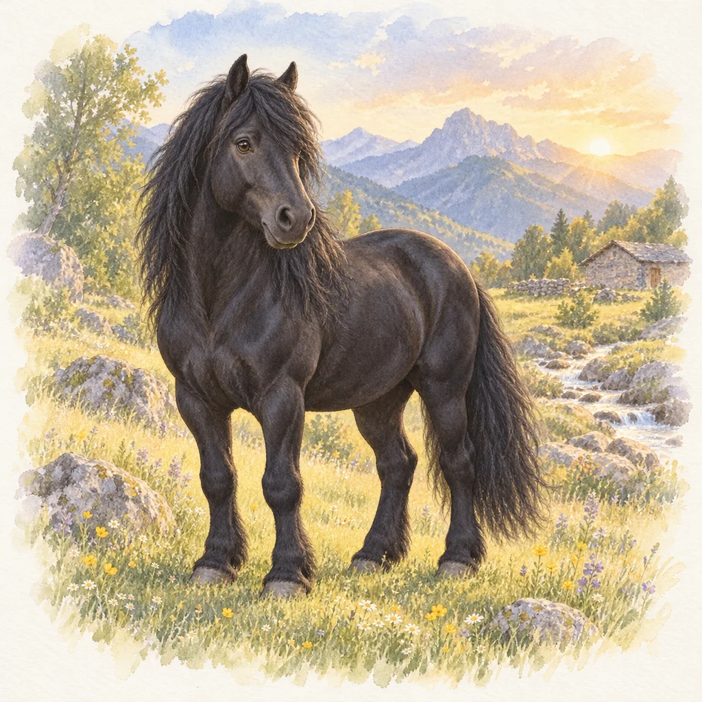 Mérens, illustration à l'aquarelle