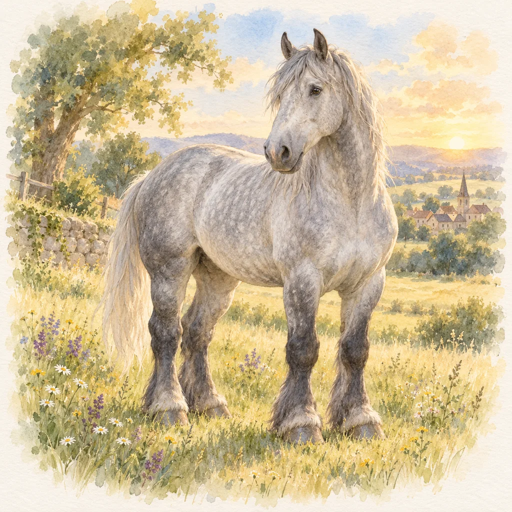 Percheron, illustration à l'aquarelle