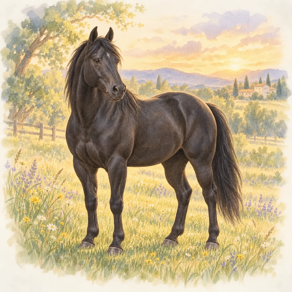 Quarter Horse, illustration à l'aquarelle