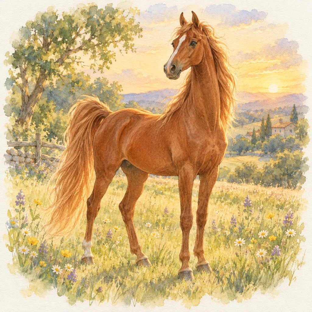 Saddlebred, illustration à l'aquarelle
