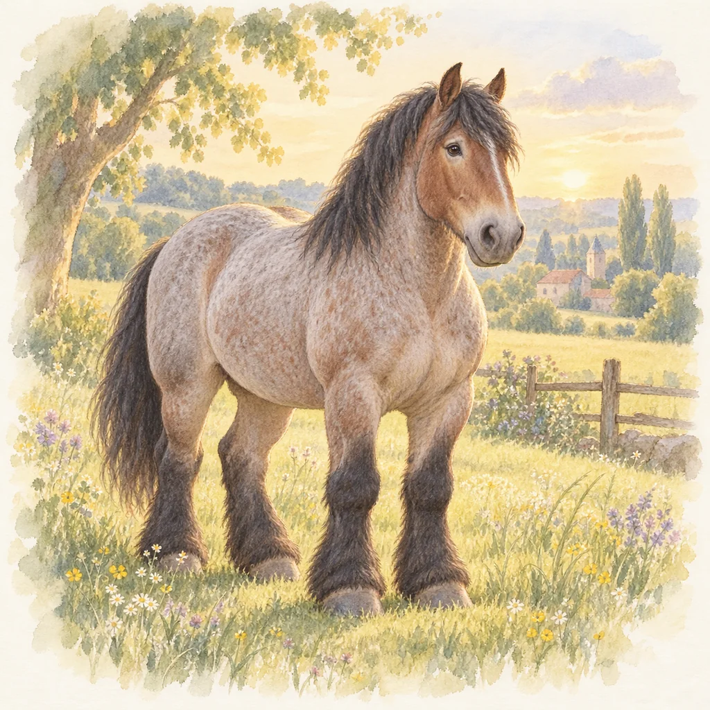 Trait belge, illustration à l'aquarelle