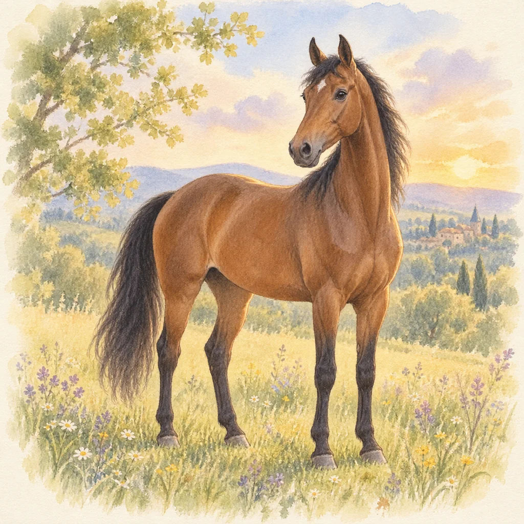 Trakehner, illustration à l'aquarelle