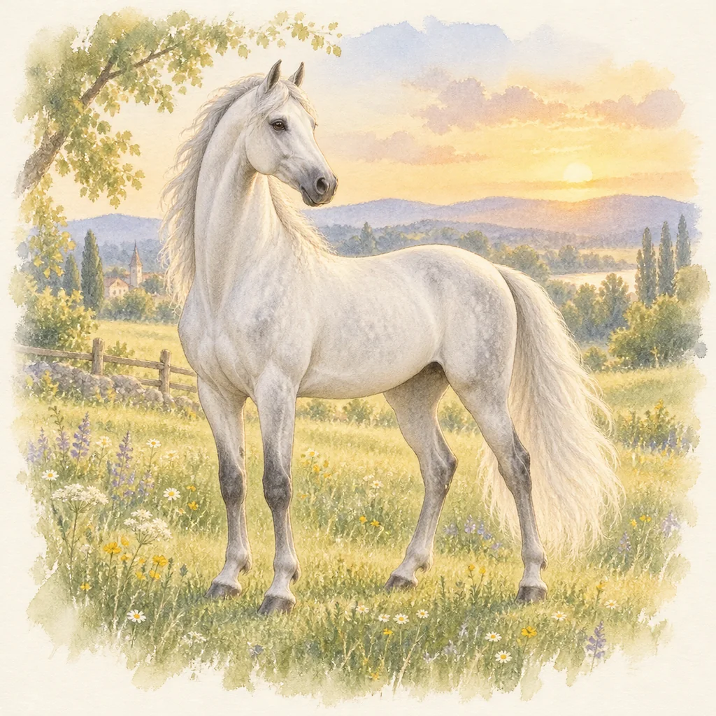 Trotteur d’Orlov, illustration à l'aquarelle