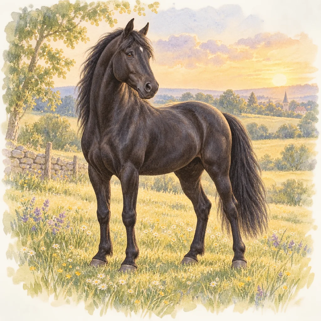 Trotteur Norfolk, illustration à l'aquarelle