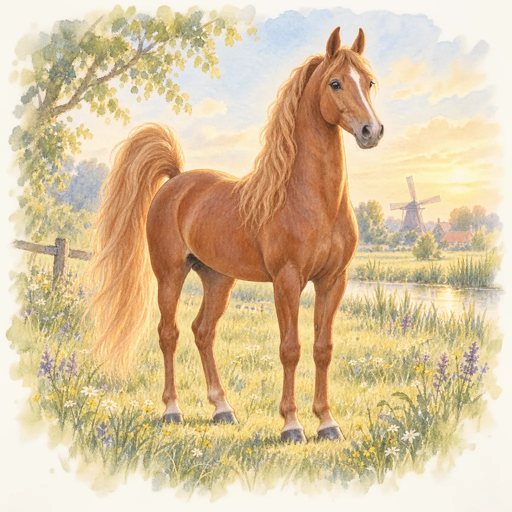 Tuigpaard, illustration à l'aquarelle