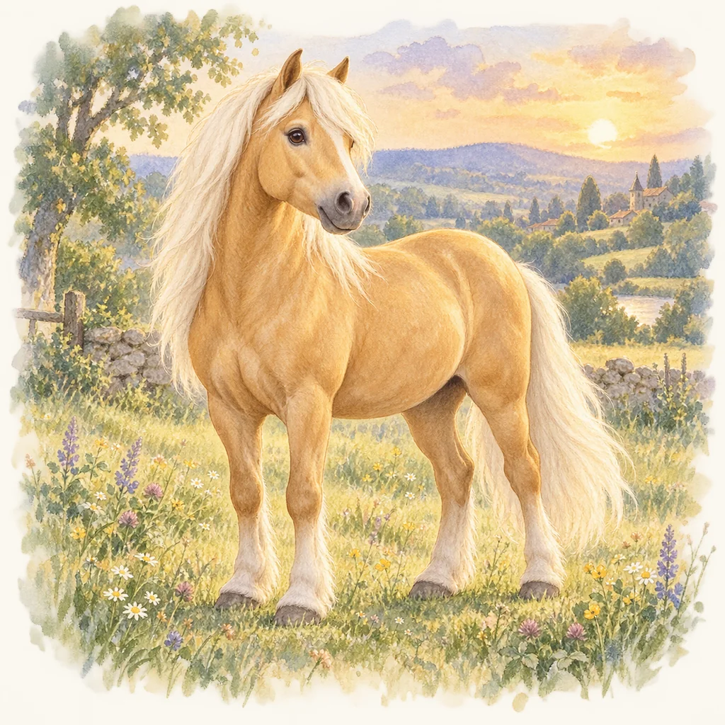 Welsh cob, illustration à l'aquarelle