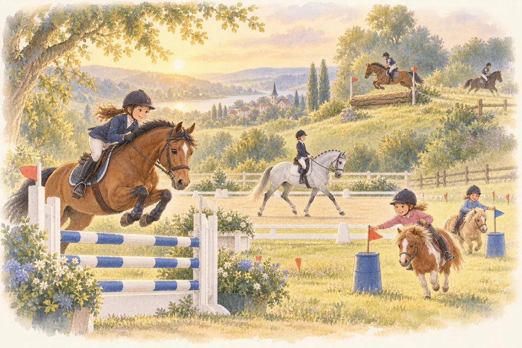Saut d'obstacles, dressage, cross et pony-games réunis dans un même paysage de campagne.